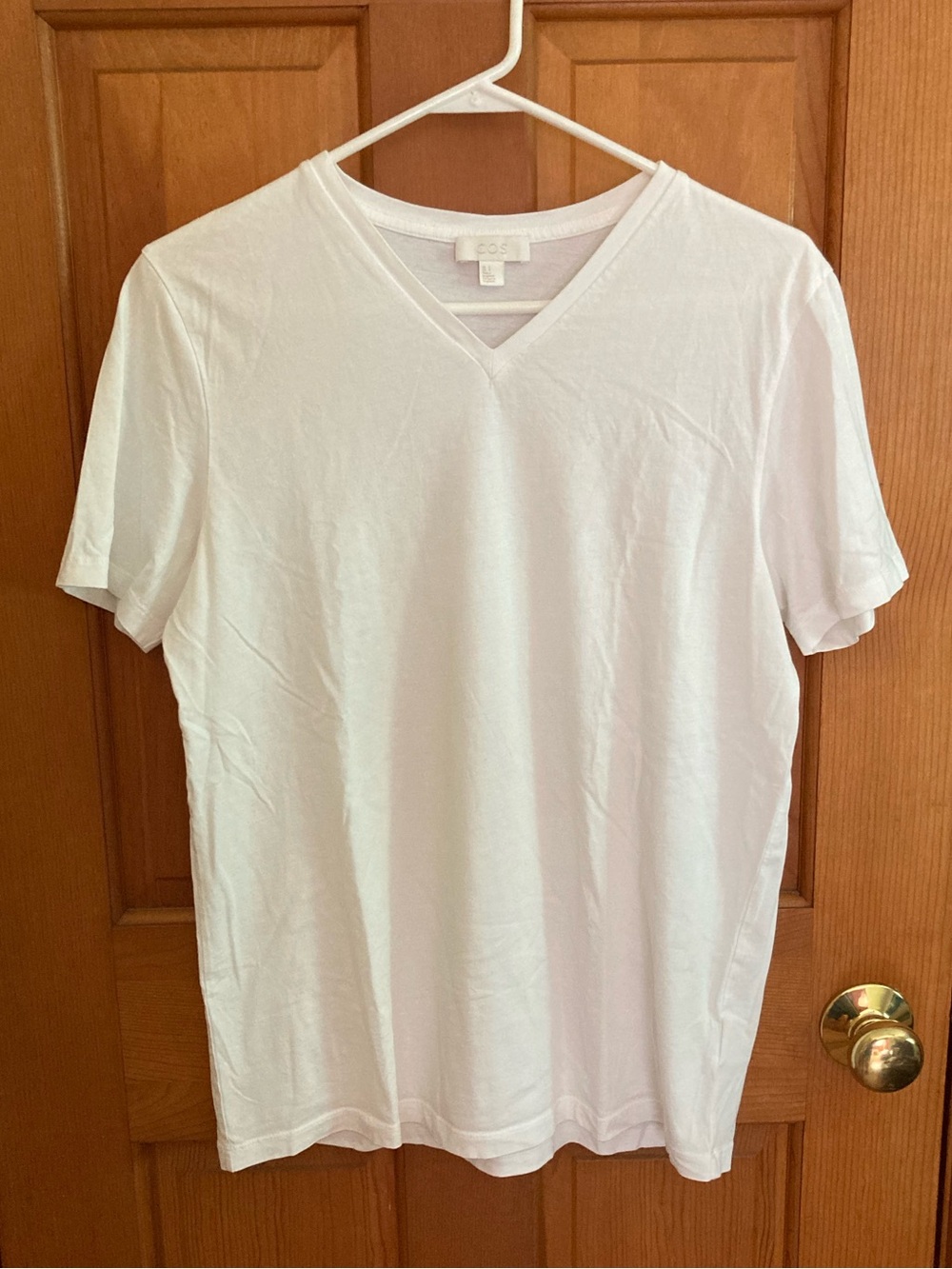 COS Men’s 100% Cotton White Short Sleeve V-Neck T-Shirt Size S